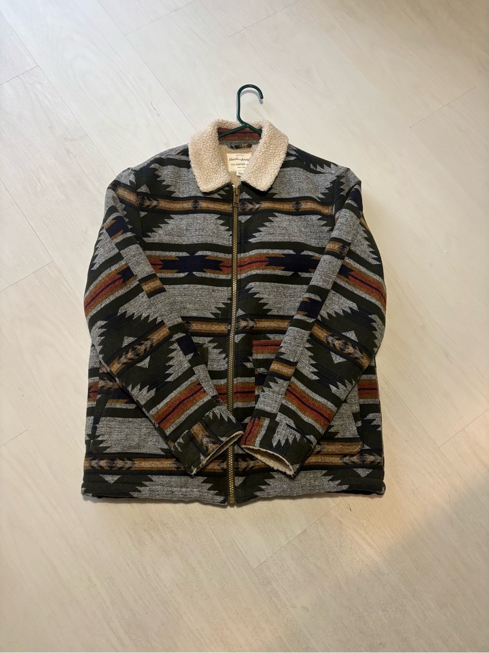 Weatherproof Men's Patterned Sherpa Collar Jacket - Gray, Brown & Rust